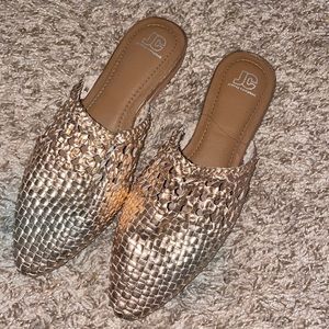 Jeffrey Campbell Rose Gold Woven Mules